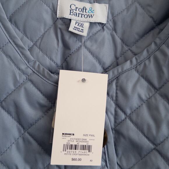 Croft & Barrow Quilted Light Blue Lightweight Packable Jacket NWT Petite XXL - Picture 4 of 5